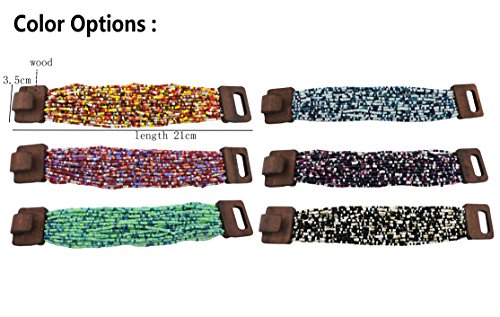 Multi Layers Seed Beads Wide Bangle Strand Bracelet for Women (BR1167)… - color: BR1167-orange yellow