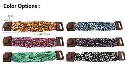 Multi Layers Seed Beads Wide Bangle Strand Bracelet for Women (BR1167)… - color: BR1167-orange yellow