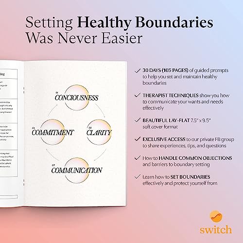 Switch Research Boundaries Journal - Psychologist Recommended Journal - Science Backed Self Care Journal - Charming Design for Women