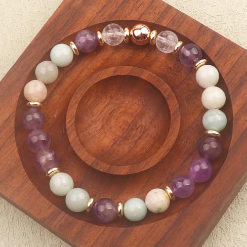 KSQS Healing Stone Bead Bracelet for Women, Natural Gemstones Balance Protection Bracelet, Spiritual Crystal Beads Bracelet Anxiety Relief with Meaning Card - style: Emotional Healing