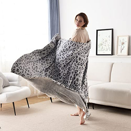 Flannel Fleece Cheetah Print Throw Blanket for Women, Lightweight Super Soft Cozy Plush Blanket, 50 x 60 Inches Black Leopard - color: Black Leopard, size: 50x60 IN