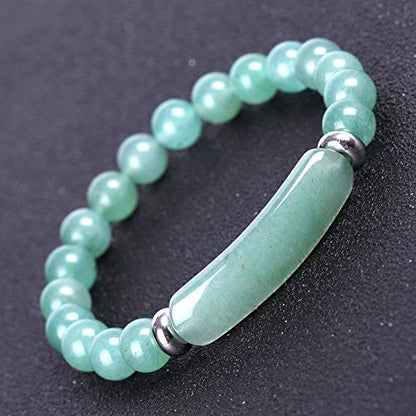 Unisex Healing Stone Bracelets Natural Gemstone Charm Stretch Bracelet Crystal Energy Heart Charm Tiger Eye 8MM Beads Bracelet Handmade Meditation Stone Jewelry Elastic Yoga Bracelet - color: Jade