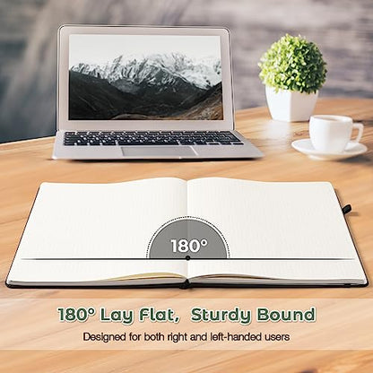 Blank Notebook, Hardcover Sketch Book, 8.5" x 11" Large Blank Journal, No Bleed Thick Paper Sketchbook for Drawing, Unlined Notebook Journal for Women Men, A4 Leather Sketchbook, Lay Flat, Light Green - color: Light Green
