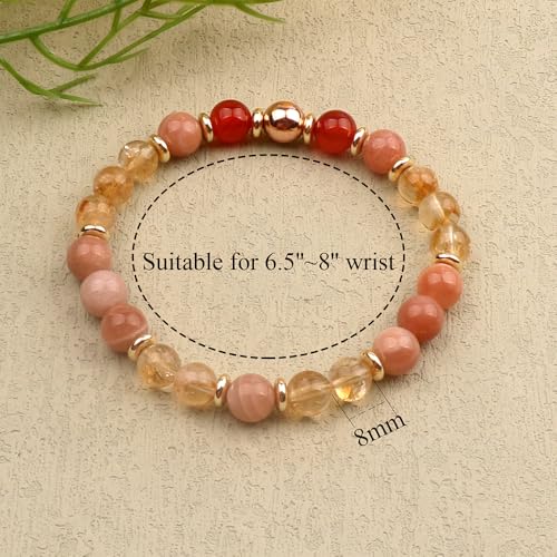 KSQS Healing Stone Bead Bracelet for Women, Natural Gemstones Balance Protection Bracelet, Spiritual Crystal Beads Bracelet Anxiety Relief with Meaning Card - style: Uplifting