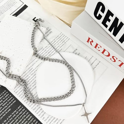 Y2k Irregular Necklace Star Pendant Moonlight Stone Fashion Collar Chain Design Spicy Silver Jewelry for Women - color: Style22
