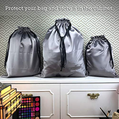 PlasMaller Dust Cover Storage Bags Thick Silk Cloth Pouch with Drawstring For Luxuries Handbags Tote Purses Shoes Boots, Silver (12.6 x 15.7 in) - size: 12.6 x 15.7 in