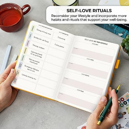 Clever Fox Self-love Journal – Guided Self-Discovery Log for Self-care, Reflection & Self-help, Mental Health, Gratitude & Mindfulness (Amber Yellow) - color: Amber Yellow