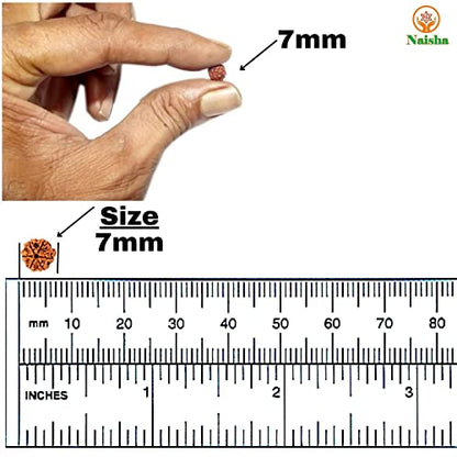 NAISHA Rudraksha Stretchable Bracelet & Rudraksha Mala 108+1 Beads Necklace 5 mukhi Paanch mukhi 5 face, Prayer Beads, Wrist Mala Wrap, Jaap Mala, Bracelet Bead Size 7 mm (Pack of 2)