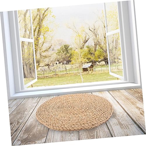 PRETYZOOM Meditation Cushion Hand Woven Floor Pillow for Yoga Sitting Natural Cattail Material Comfortable Seat Mat for Home Decor Classic Rustic Design