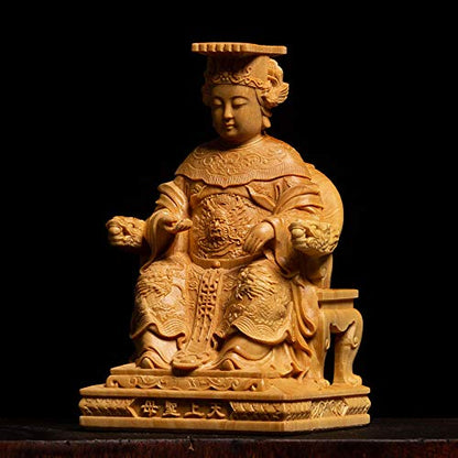 Abstract Sculpture Mazu Statues Sea God Buddha Carvings Solid Wood Home Decorations