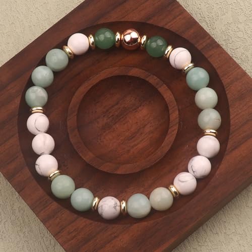 KSQS Healing Stone Bead Bracelet for Women, Natural Gemstones Balance Protection Bracelet, Spiritual Crystal Beads Bracelet Anxiety Relief with Meaning Card - style: Clarity