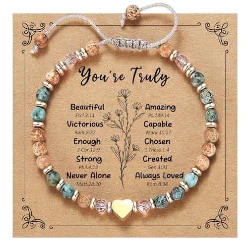 HETICA Inspirational Gifts for Women Birthday Natural Stone Inspirational Bracelet Collection Thinking of You Get Well Soon Card Jewelry Gifts for Women Friend Sister - style: You're Truly
