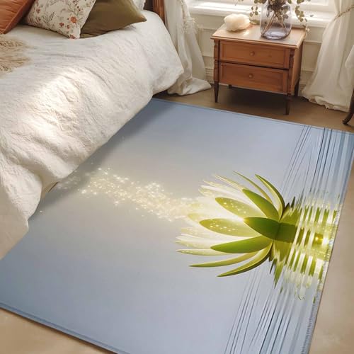Rectangle Rug 4x6Ft Abstract Lotus Flower Soft Indoor Throw Rugs Carpets for Living Dining Bedroom Kids Room Non-Slip Playroom Crawl Rug Floor Mats Meditation Floral Art - size: 4x6ft