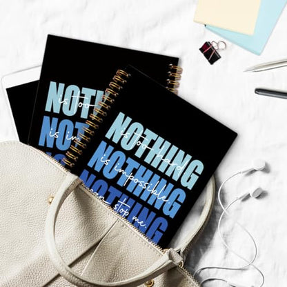 Nothing Can Stop Me Inspirational Spiral Notebook, Blue and Black Journaling Notebooks, Affirmation Spiral Journal for Girls Women Men, Motivational Office School Supplies Gifts, 5.5x8.3 In - color: nothing