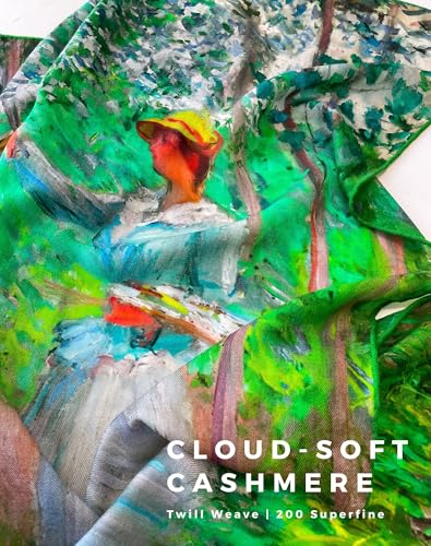 PoeticEHome Cashmere Scarf Wrap 36"x36" - Featherlight & Wrinkle-Free Artistic Square Shawl for Travel & Office, Gift Ready - color: In the Woods at Giverny - 36"