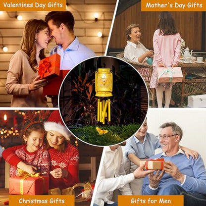1 Pack Solar Bee Wind Chimes for Outside, Mother' s Day Gifts for Mom Women Grandma, Solar Mason Jar Wind Chime Light Unique Hanging Wind Chimes Outdoor, IP65 Waterproof for Yard Garden Terrace - size: 1 pack-bee jar wind chime