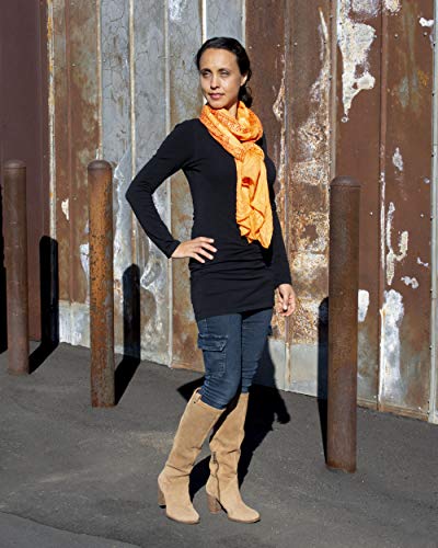 Yoga Scarf Meditation Shawl Large Wrap Hindu Prayer Stole OM Ganesha print - color: Orange