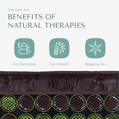 HealthyLine Far Infrared Light Electric Heating Pad for Pain Relief - 50 Pieces Natural Jade and Tourmaline Gemstones - Negative Ions, Flexible Mat - FSA or HSA Eligible