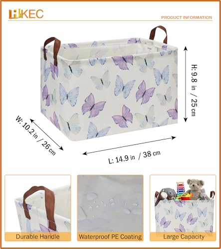 Rectangle Storage Basket with Handles, Collapsible Storage Bin, Books Box,Gift Basket(Blue & Purple Butterfly) - color: Blue & Purple Butterfly