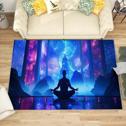 Chakra Rug for Meditation - 3x4 Rug - Chakra Rug - Gothic Raven Area Rug - Galaxy Zen Rugs - Soft Washable Non Slip Low Pile Blue Carpet - color: Chakra, size: 3' x 4' (Rectangular)