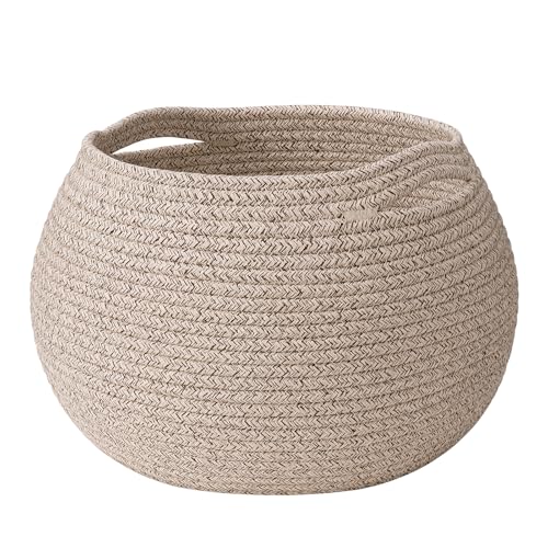 Goodpick Baby Basket for Nursery, Woven Basket for Home Décor, Round Wicker Baskets for Toy Storage, Diaper Caddy Organizer for Nursery Playroom, Jute, 10"D x 8.3"H - color: Light Brown, size: 10"D x 8.3"H