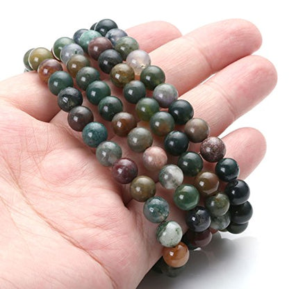 Jovivi 108 Mala Beads Bracelet 6mm 8mm Natural Indian Agate/Green Moss Agate Gemstone Healing Crystal Stone Beaded Bracelet Hand Knotted Prayer Mala Beads Necklace for Yoga Meditation Balance - color: 8mm - Indian Agate