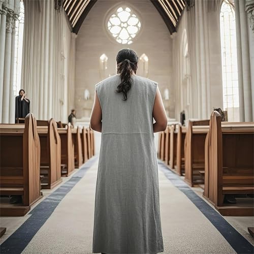 Unisex Sackcloth Grey Biblical Robe Handmade Sleeveless with Waist Rope, Authentic, Comfortable, Spiritual Wear - size: X-Large