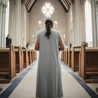 Unisex Sackcloth Grey Biblical Robe Handmade Sleeveless with Waist Rope, Authentic, Comfortable, Spiritual Wear - size: X-Large