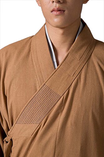 ZanYing Men's Long Gown Traditional Buddhist Meditation Monk Robe - color: Brown S31, size: 3X-Large