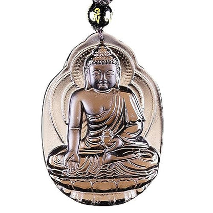 Natural black ice obsidian sakyamuni buddha Herbalist medicine buddha necklace Amulet pendant bead with adjustable chain for women or men