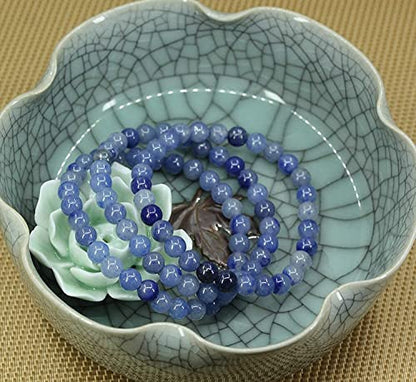 Angelstones Handmade Natural Healing Gemstone 6mm Round Beads Stretch Crystal Bracelet 7 Inch Unisex - color: Blue Aventurine