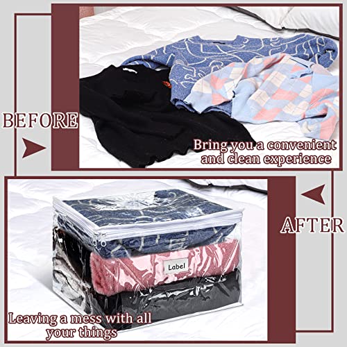 6pcs Clear Zippered Storage Bag Plastic Individual Sweater Storage Bag with Zipper Label Closet Clothing Organizer for Blanket Clothes Bed Sheet Comforter Quilt Pillow(12 x 12 x 12 Inch) - size: 12 x 12 x 12 Inch