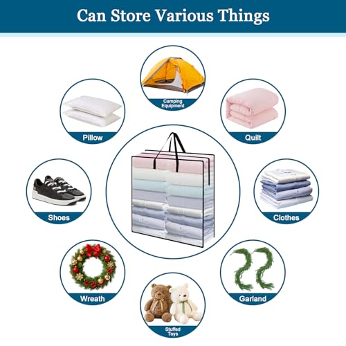 95L Under Bed Storage Bag, 1-Pack Clothes Storage Bag, Clear Bag for Quilt Pillow Blanket Bedding Storage or Wreath Closet Organizer Home Storage - style: 1-Pack