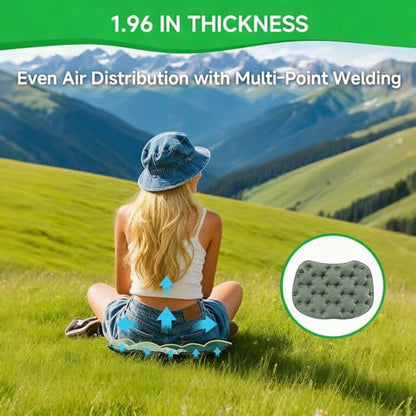 Inflatable Seat Cushion, Lightweight Portable Air Cushion with Pump, Airplane Seat Pad for Flights Pressure Relief, Waterproof Chair Pad, Stadium Cushions for Travel, Camping, Hiking(Green) - color: Green