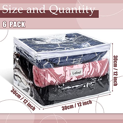 6pcs Clear Zippered Storage Bag Plastic Individual Sweater Storage Bag with Zipper Label Closet Clothing Organizer for Blanket Clothes Bed Sheet Comforter Quilt Pillow(12 x 12 x 12 Inch) - size: 12 x 12 x 12 Inch