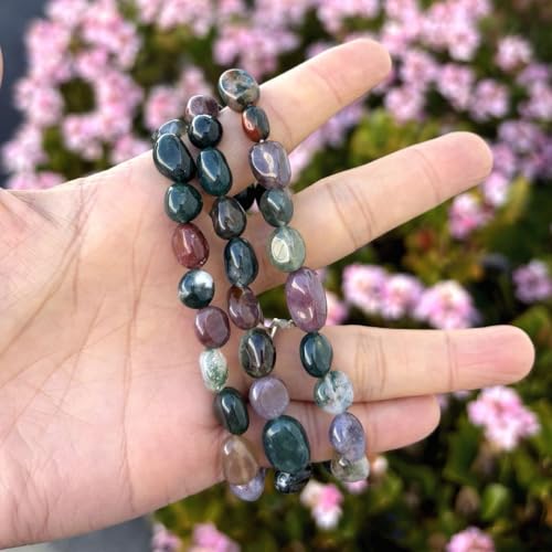 Adabele 1pc Natural Stretch Gemstone Bracelet 7mm-10mm Free Form Bead 7 Inch 7.5 Inch Healing Crystal Engergy Quartz Chakra Jewelry Women Birthday Gift - color: Grade A Indian Agate, size: 7.5 Inch (bead size 7-10mm)