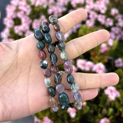 Adabele 1pc Natural Stretch Gemstone Bracelet 7mm-10mm Free Form Bead 7 Inch 7.5 Inch Healing Crystal Engergy Quartz Chakra Jewelry Women Birthday Gift - color: Grade A Indian Agate, size: 7.5 Inch (bead size 7-10mm)