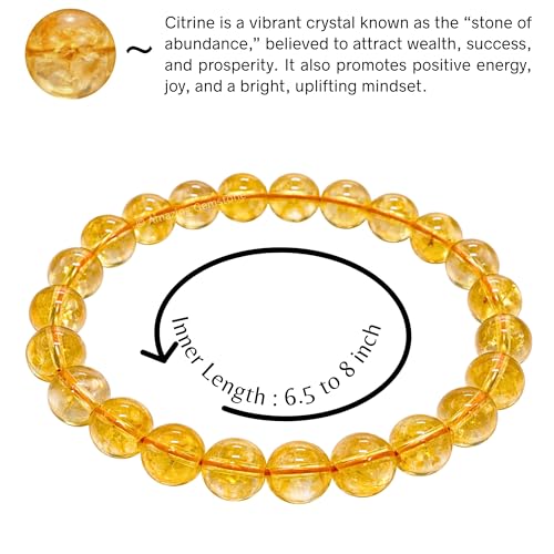 Amazing Gemstone Crystal Bracelet for Women Men's Gifts - Protection Healing Crystal Bracelet - 8mm Gemstone Beaded Stretchable Bracelet Pulseras Para Hombres Mujer Stocking Stuffers Mothers Day Gift (Citrine) - color: Citrine