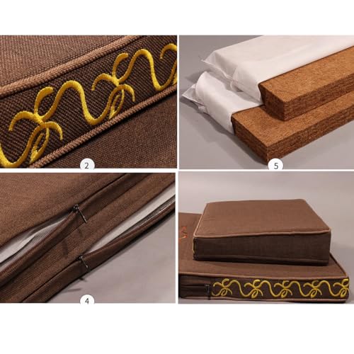 Portable Foldable Meditation Cushion Mat Set with Washable Cotton Linen Cover, Larger Thick Yoga Mat Bolster Floor Pillows Seating for Adults Meditation Accessories red-80cm