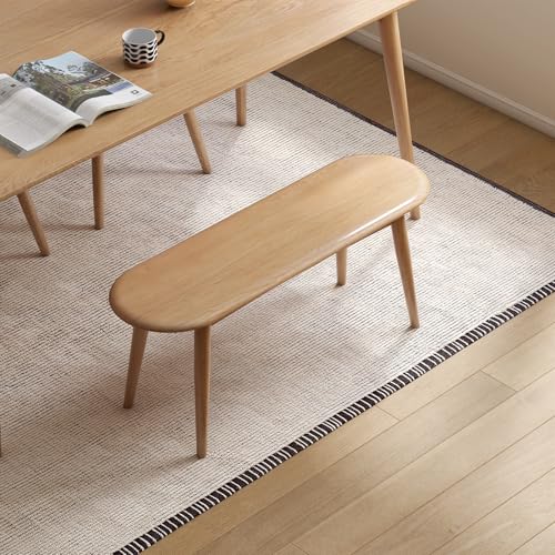 100% Solid Oak Wood Dining Bench, 39.5'' Entryway Bench Ottoman End of Bed Benches with Rounding Corner Design for Kitchen Dining Room Living Room Bedroom, Natural - size: 39.6inch-Oak-Round Corner