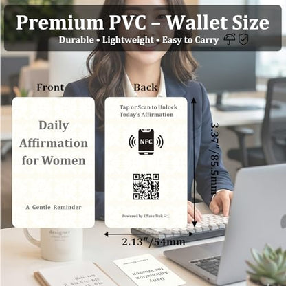 Daily Affirmation Card for Women with NFC & QR – Tap or Scan for Daily Positive Affirmations – Self Love, Confidence, Mindfulness – No App, No Subscription – Wallet Size PVC (Gentle · Cream)