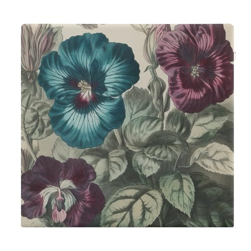 Three Flowers Painting Degrees of Comfort Meditation Floor Pillow, Square Large Pillows Seating for Adults, Tufted Corduroy Cushions for Outdoor Yoga Tatami Fireplace Living Room 15x15 Inch