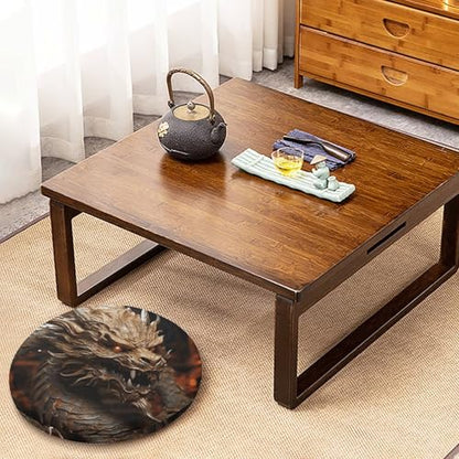 Degrees of Comfort Meditation Floor Cushion, Round Cushion for Adults Seat,Golden Dragon on Red Background Printed Memory Foam Cushion, Outdoor Picnic Mat 15.35 Inch.