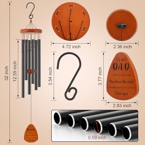 Dad Birthday Gifts from Daughter Son, Dad Gifts for Birthday, Fathers Day, Thanksgiving, Christmas, 32 Inch Wind Chimes Gift for Home Decor - size: Dad