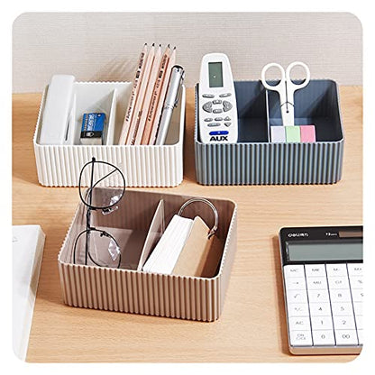 Plastic Home Office Bathroom Storage Box Grid Desktop Sundries Storage Box Makeup (Color : Coffee L) - color: Coffee L