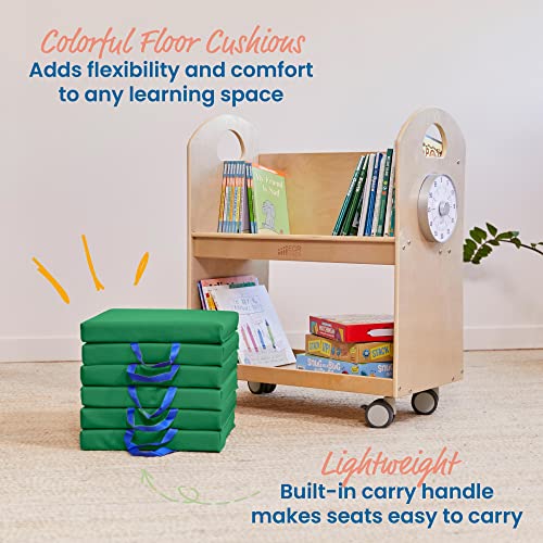 ECR4Kids SoftZone Floor Cushions, Square, Flexible Seating, Green, 6-Piece - color: Green