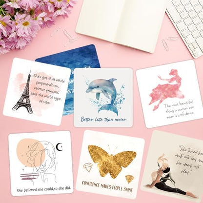 Positive Affirmations Cards for Women - 52 Mindfulness Cards with Affirmations and Inspirational Quotes - Motivational Cards, Meditation Cards, Inspirational Cards, Daily Affirmation Cards - A - color: A-Cyan