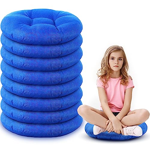 Fumete 8 Pcs 16 Inch Round Floor Cushions for Kids and Toddlers, Flexible Seating Classroom Furniture Floor Pillow for Home, Daycare, Preschool, Yoga and Meditation (Light Blue) - color: Royal Blue