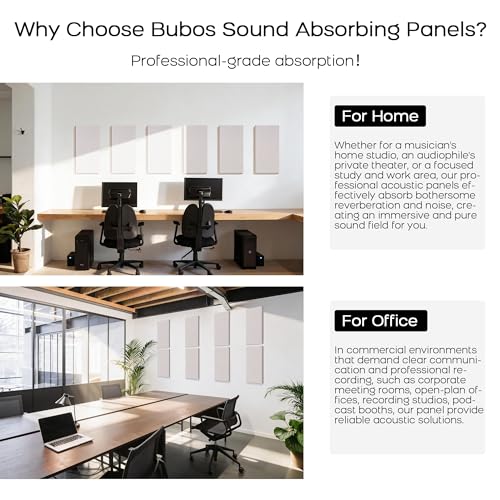 BUBOS 4 PCS Fabric Acoustic Panels, 23.6''x11.8''x1'' Self-Adhesive Soundproofing Panels for Home Studio, Office & Living Room, Sleek Design to Eliminate Echo,Fabric-Clad Linen - color: Linen, size: 23.6''x11.8''