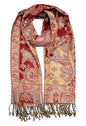 Achillea Elegant Paisley Floral Pashmina Shawl and Wrap – Boho Rave Scarf for Festival, Travel & Everyday Wear - color: Red Beige